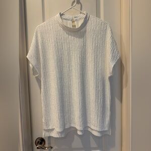 Greathe White Textured Oversized Blouse Mock Neck Size L 12/14